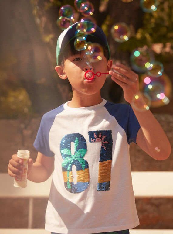 Camiseta blanca y azul de manga corta LADUAGE / 24H3PGI4TMC000