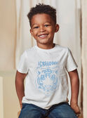 Camiseta de color crudo y azul claro con estampado de tigre texturizado para niño CAZOTAGE3 / 22E3PGF1TMC001