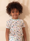 Conjunto de playa de color crudo y celeste, de camiseta y short para niño ZIPALAGE4 / 21E3PGQ3ENS001