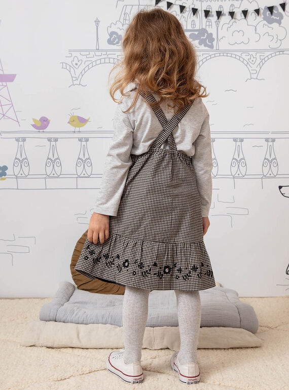 Vestido peto fluido con estampado vichy para niña BECHAETTE / 21H2PF21CHS090