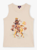 Camiseta de tirantes de color arena con estampado de camello y mono FLIDEBAGE / 23E3PGP1DEB808