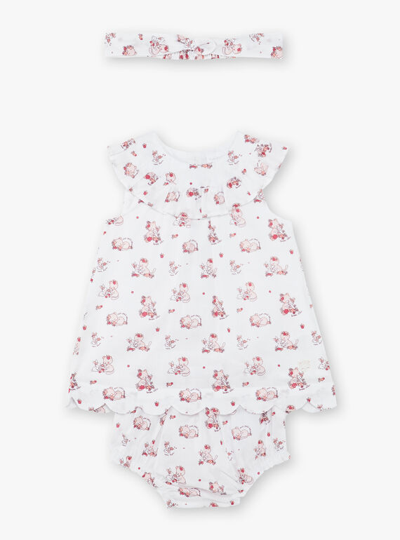 Vestido con estampado de popelina, cubrepañal y cinta para el pelo para bebé niña ZOLISE / 21E0CFY2ENS000