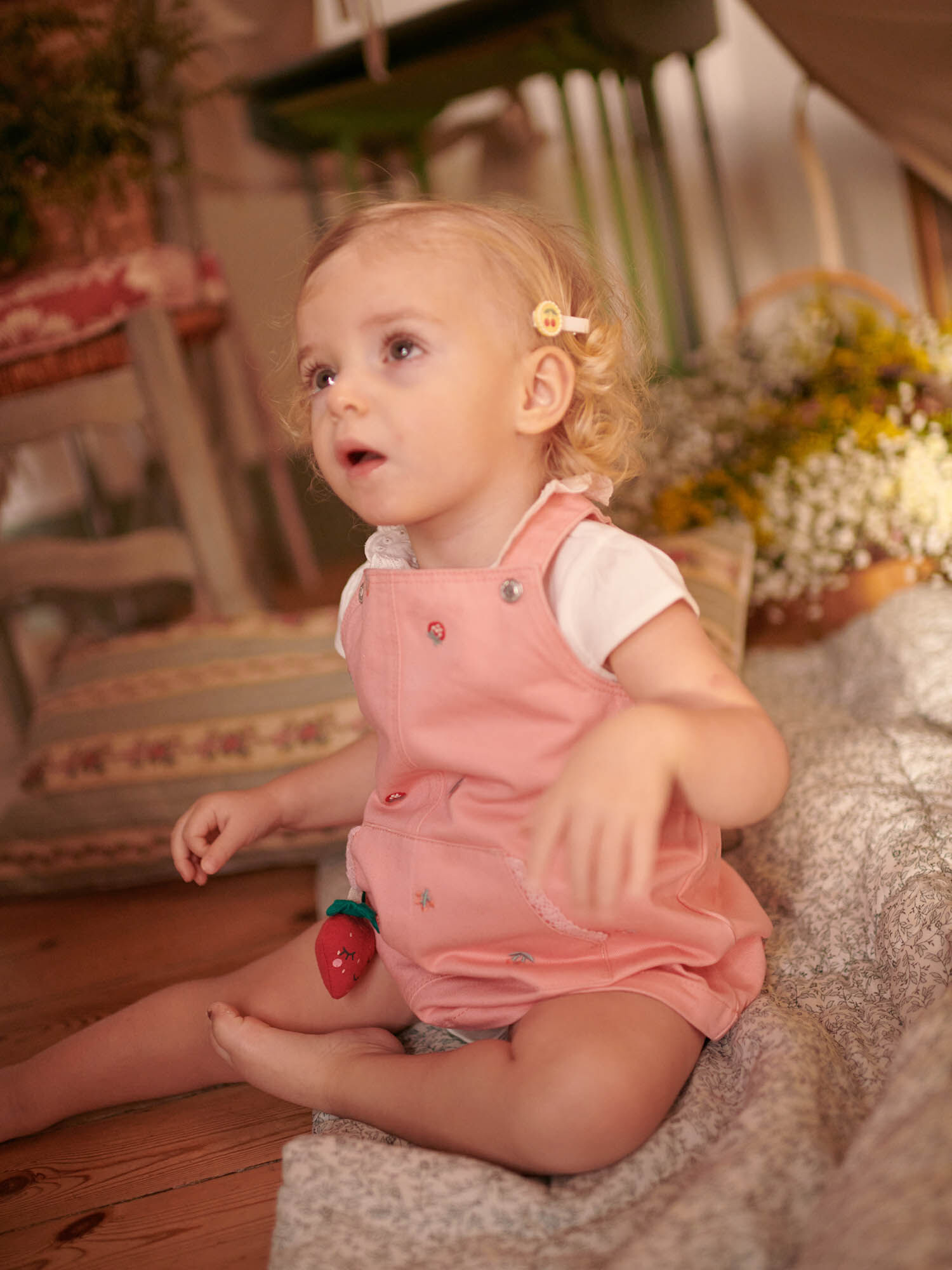 Pichi rosa con estampado de frutas para bebe nina Chica Sergent Major