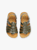 Sandalias abiertas de piel de color verde FESANDAGE / 23N10PG62D0E604