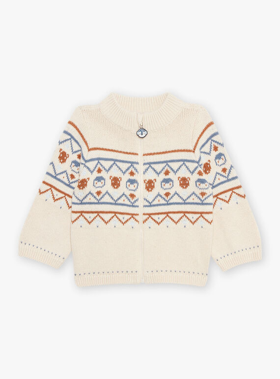 Cárdigan beige de punto y jacquard de animales y estampado de fantasía DASICHARD / 22H1BGY1GILA001