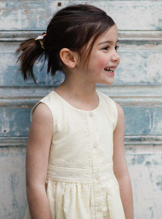Vestido de rayas de color amarillo limón, para niña ZIRAYETTE / 21E2PFO2CHSB104