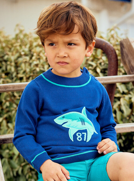 Jersey azul con estampado de tiburón para niño COMIDAGE / 22E3PGN1PULC231