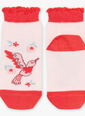 Calcetines cortos de color nude con estampado de pájaros FLUZOETTE / 23E4PFQ1SOBD319