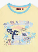 Pijama amarillo flúor y azul con estampado de cocodrilo en la playa para niño CAPLAGE / 22E5PG51PYJB113