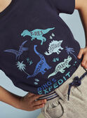 Camiseta de color azul marino con estampado de dinosaurio para niño CYDOAGE2 / 22E3PGT2TMC070