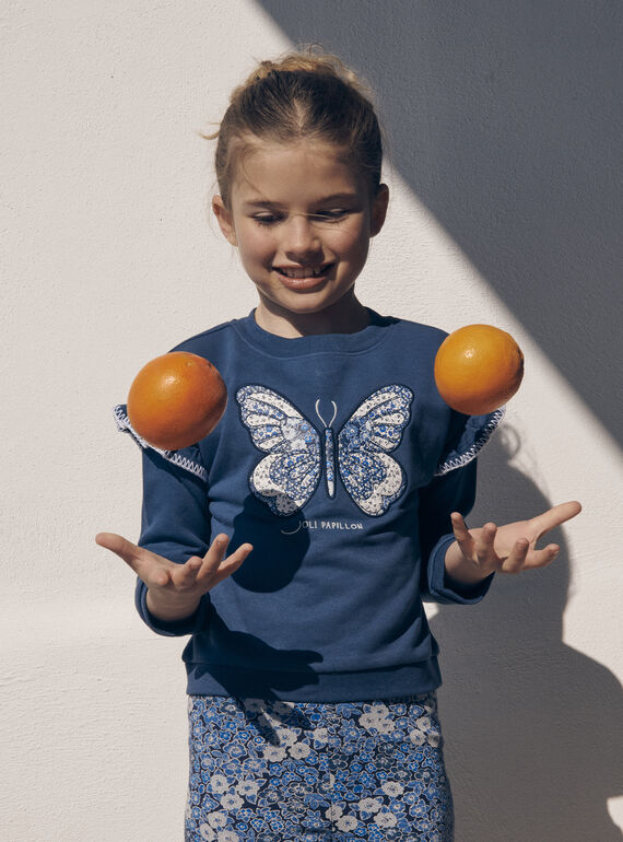 Sudadera azul con motivo de mariposa bordado LESWETTE / 24H2PFJ1SWEC233