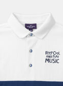 Polo de punto azul y blanco con imagen de tejón guitarrista LEPOLAGE / 24H3PGJ1POL000