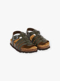 Sandalias abiertas de piel de color verde FESANDAGE / 23N10PG62D0E604