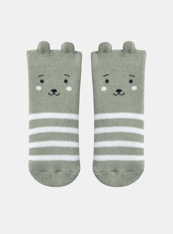 Calcetines verde arcilla y blanco de tejido de rizo KAALAN / 24E4BG35SOQG600