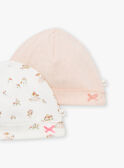 2 gorros de algodón de color crudo y rosa para recién nacido LOREEN / 24H0AF11BNA001