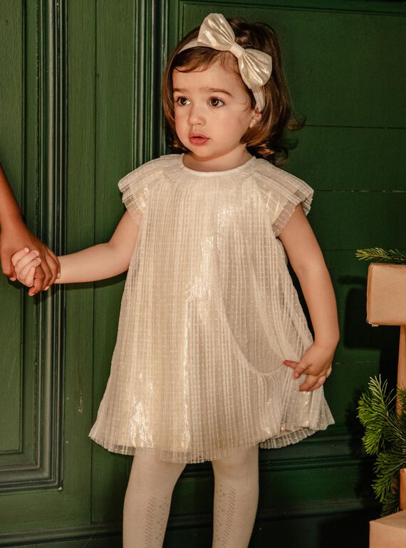 Vestido plisado de gasa DAVOLIE / 22H1BF62ROB005
