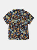 Camisa azul marino con estampado de animales marinos y hojas multicolores KAYAEL / 24E1BGS1CHM070