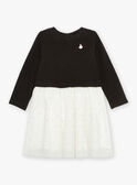 Vestido negro bimateria efecto doble prenda GLIDUOETTE / 23H2PFR2ROB090