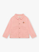 Chaqueta de twill de color rosa empolvado con estampado de gatos para niña CLATWETTE / 22E2PFG1VESD327