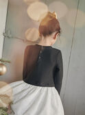 Vestido negro bimateria efecto doble prenda GLIDUOETTE / 23H2PFR2ROB090