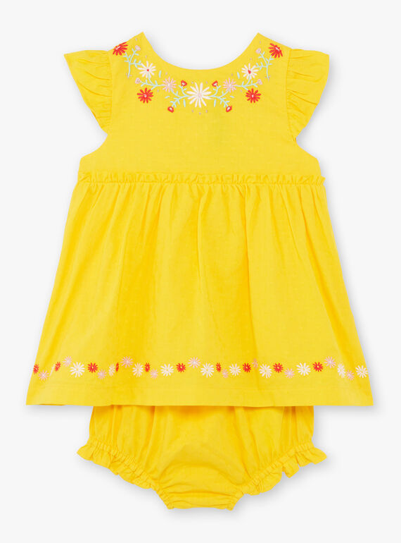 Vestido y cubrepañal a juego de color amarillo para bebé niña TYGLORIA / 20E1BFZ2ROB102
