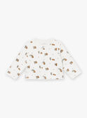 Pelele y cárdigan de color beige y crudo de terciopelo LOHENN / 24H0NG21ENSA011