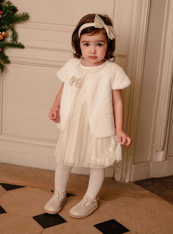 Vestido plisado de gasa DAVOLIE / 22H1BF62ROB005