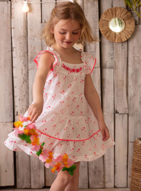 Vestido blanco con estampado de palmeras ZYPANETTE / 21E2PFU2ROB000
