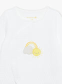 Pijama y gorro de recién nacido blanco con estampado de nube y sol FOSIO_B / 23E0NMT2GRE000