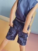 Bermudas de color azul marino con estampado de hojas para niño 22E3PGT3BER070