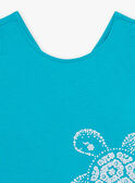 Camiseta de tirantes de color azul turquesa con estampado de tortuga para niña CAUJERETTE  2 / 22E2PFT1DEB202