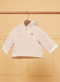 Chaqueta de nacimiento beige de terciopelo con capucha LOAC / 24H0CM11VES007