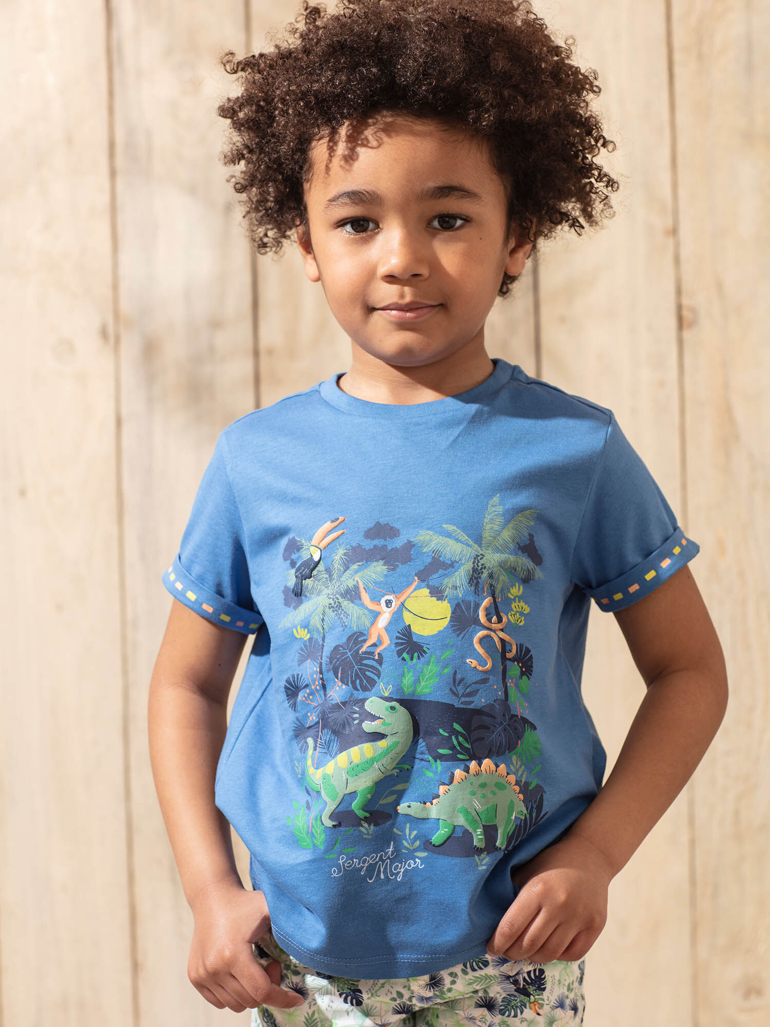 Baby Boy espagnol T-shirt et short Ensemble 100% Coton Avec Dinosaure Photo 