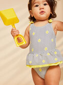 Bañador azul marino y amarillo con estampado de rayas y soles FITINA / 23E4BFM2MAIA001
