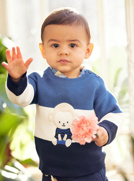 Jersey tricolor con estampado de mono para bebé niño CARAYNAL / 22E1BGK1PUL703