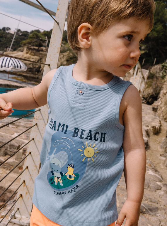 Camiseta de tirantes azul con estampado de surf, para bebé niño CAYVAN / 22E1BGV2DEBC218