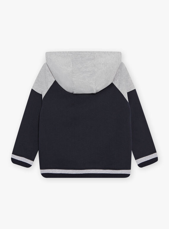 Chaqueta de chándal azul noche y gris jaspeado de baloncesto DIBAGE2 A SUPP / 22H3PGL2JGH705