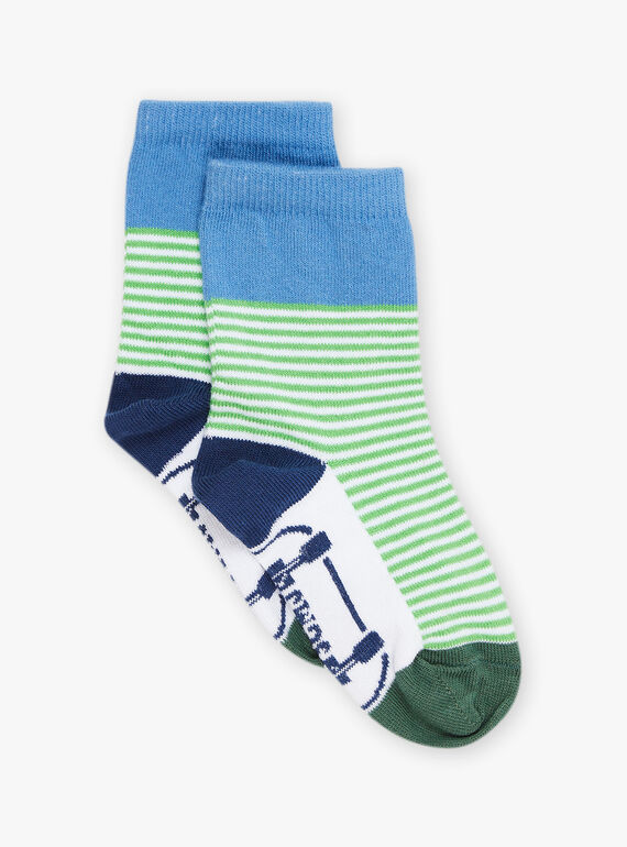 Calcetines verde, azul y blanco colorblock FUSKATAGE / 23E4PGN1SOQC233