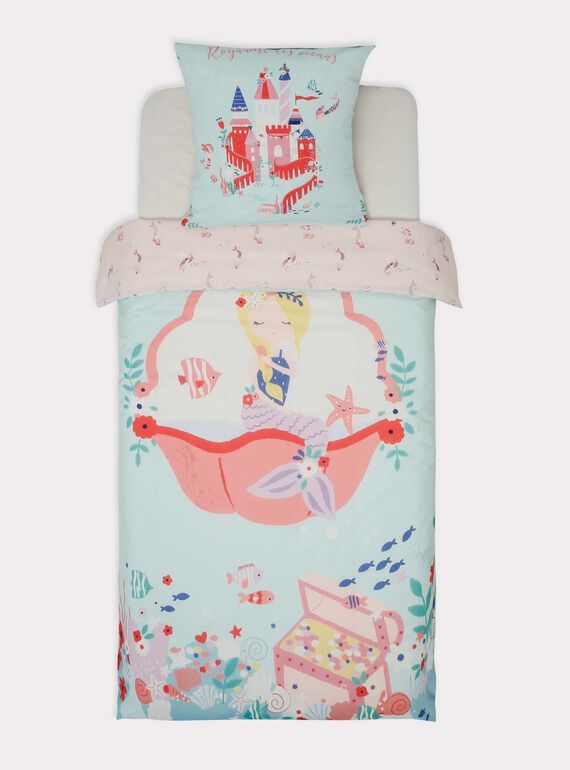 Juego de cama de color turquesa y rosa con estampado de sirena TIPARURSIR / 20EZEN71PLC213