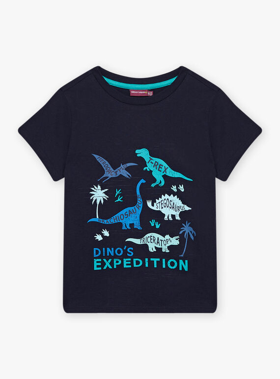 Camiseta de color azul marino con estampado de dinosaurio para niño CYDOAGE2 / 22E3PGT2TMC070