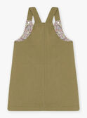 Vestido-peto verde caqui twill con estampado floral para niña CECHAETTE / 22E2PFB1CHS604