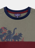 Camiseta con dinosaurio caqui y burdeos impreso KILOAGE / 24E3PGC2TMC604