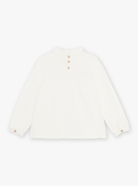 Camiseta de color crudo con volantes DIACHETTE / 22H2PFY3TML001