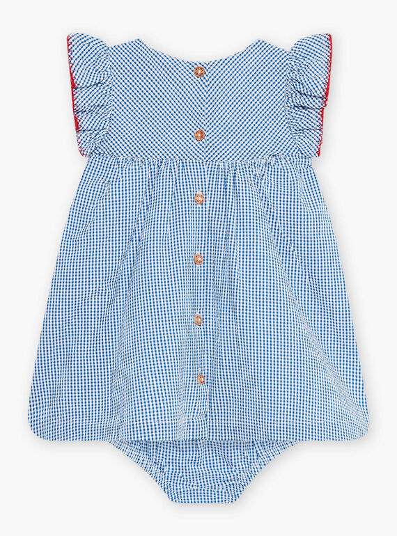 Conjunto de vestido bordado y cubrepañal de mil rayas de cuadros para bebé niña CAFABIENNE / 22E1BF81ROB208