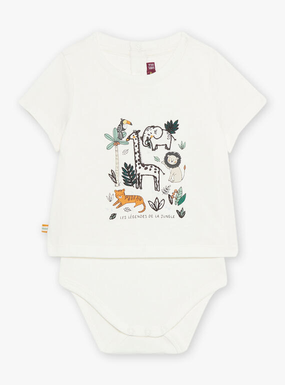 Body de rayas de color crudo con estampado de la jungla para bebé niño CAKILLIAN / 22E1BG91BOD001
