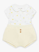 Body y short vainilla con estampado de nubes y soles FOULQUES / 23E0CMT1ENS114