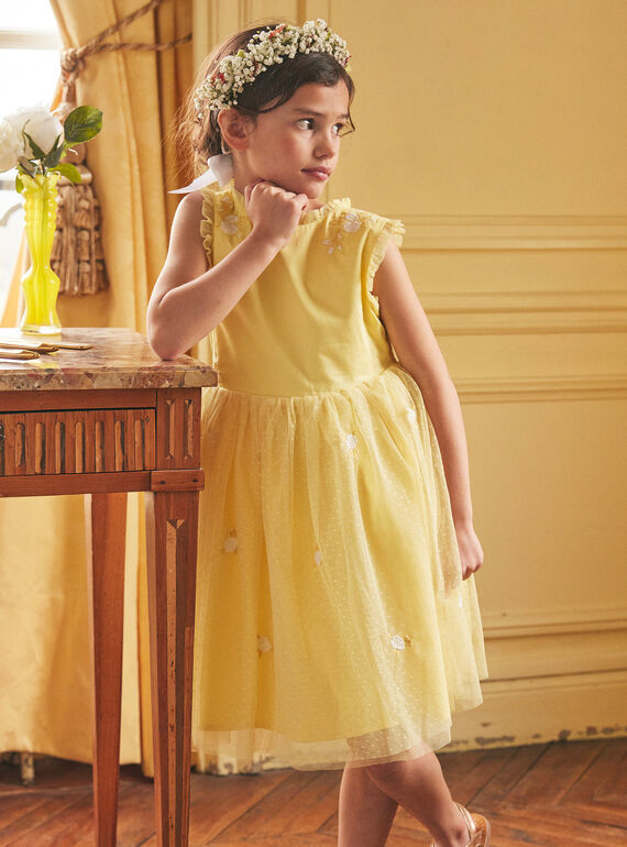 Vestido amarillo bordado KRETULETTE / 24E2PFL6ROBB103