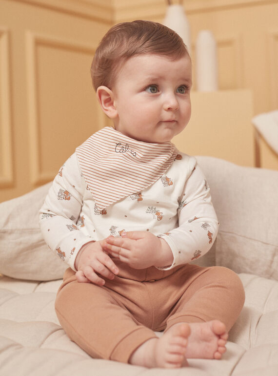 Conjunto de top, pantalón y pañuelo de color avellana y crudo LOGAN / 24H0CG13ENS821