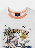 Camiseta blanca de punto fino con estampado de tiburón KLOBAGE / 24E3PGS1TMC001