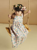 Vestido midi de popelina blanco roto con volantes y estampado floral para niña CAUROBETTE 2 / 22E2PFU4RBSA001